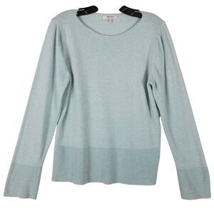 Bartolini Italy Cashmere Silk Wool Blend Sweater Light Blue Crew Neck Large